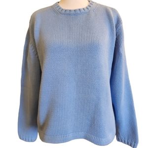 Eddie Bauer Light Blue 100% Cotton Heavy Knit Sweater